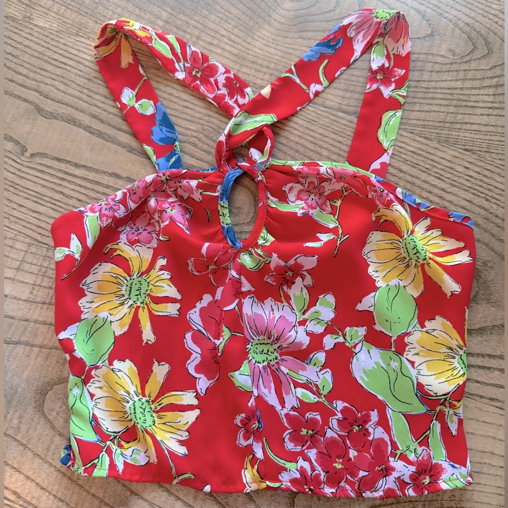 Floral Red Crop Top
